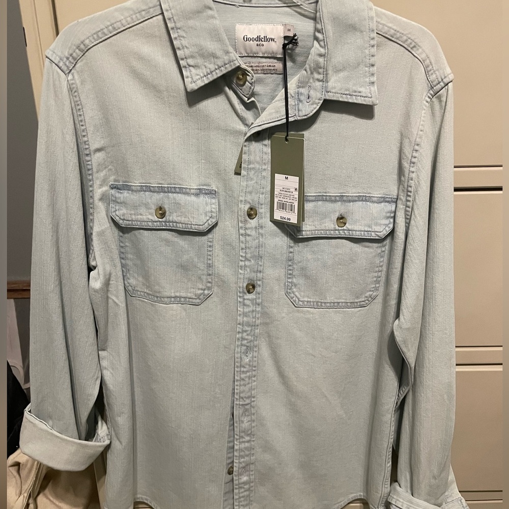 Goodfellow denim long sleeve button down shirt